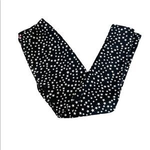 Black Star Print Fitted Faux Fur Lined Skinny Leg Stretch Legging Lounge Pant M